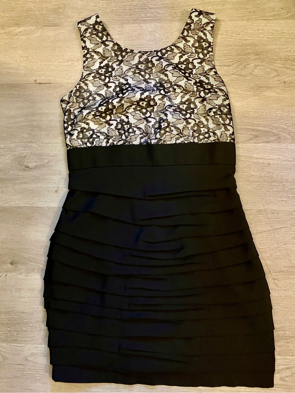 Size 8 Express Black Dress with Cream Lace Bodice